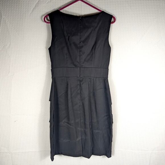 Connected Apparel 6 Black Embellished Pearl Beaded Sheath Dress Ruched Formal - Picture 2 of 5